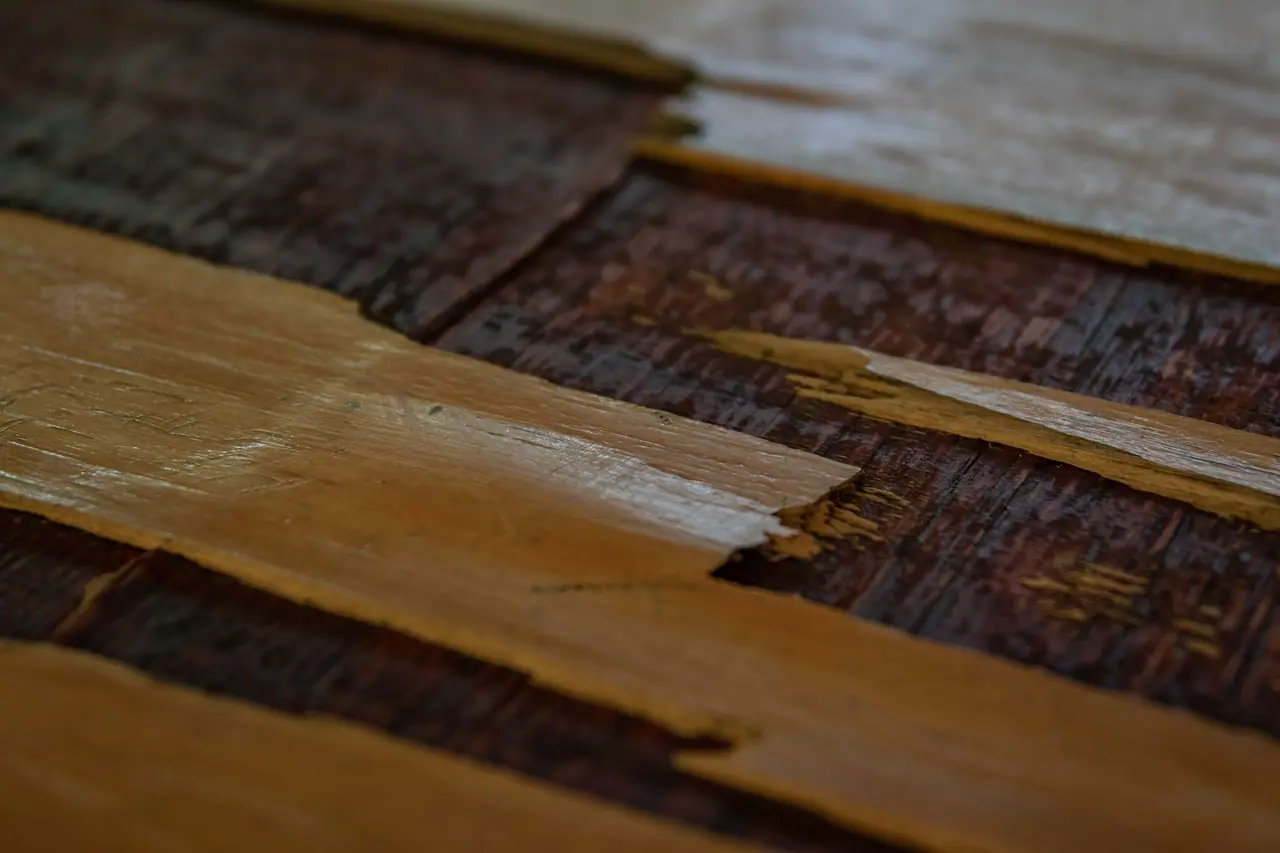 Photo ordinaire d’un parquet abîmé, dont on ignore la date, le lieu et l’auteur.